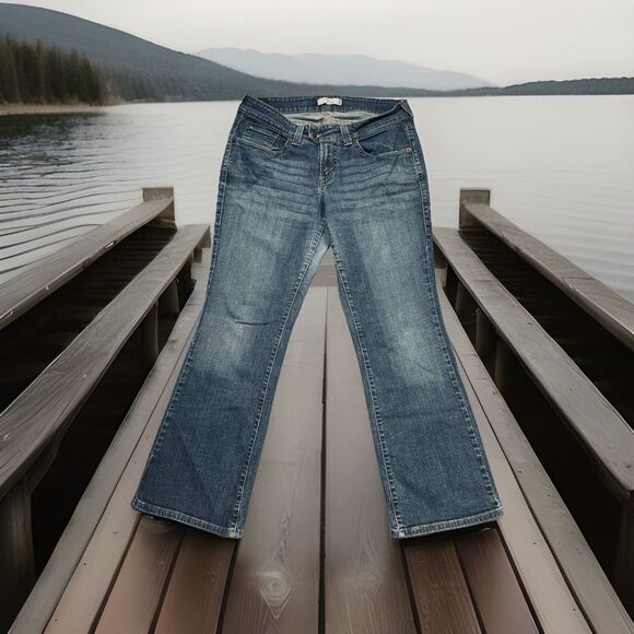 Levis 542 Flare Jeans 14/16W (35 x 30) Blue Low Waist Stretch Womens - Picture 1 of 10